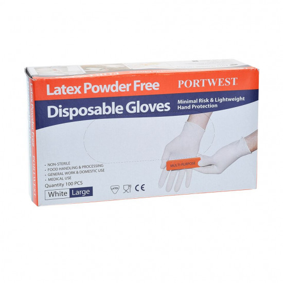 Gloves Latex Powder Free white 100 pcs 