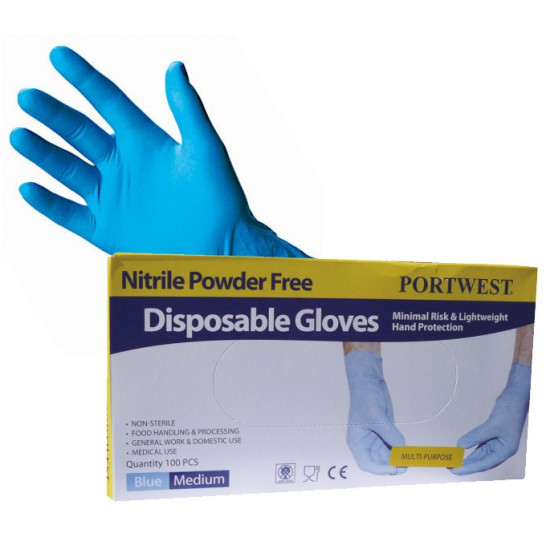 Gloves Nitrile Powder Free disposable blue (L) 100 pcs