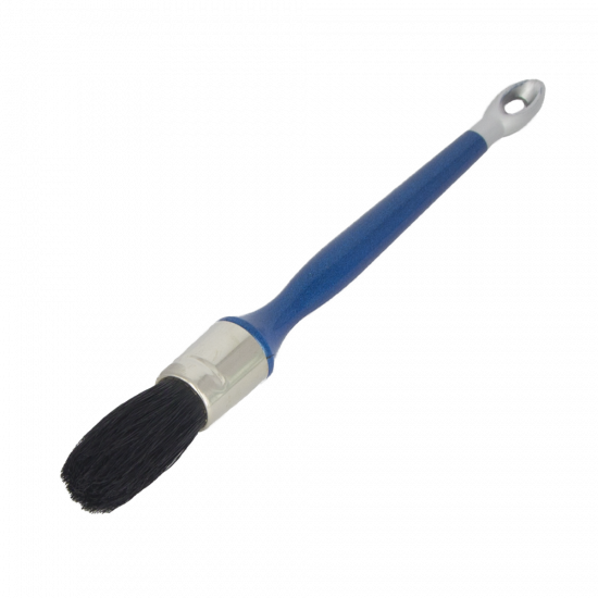 Round brush, black bristle, plastic handle
