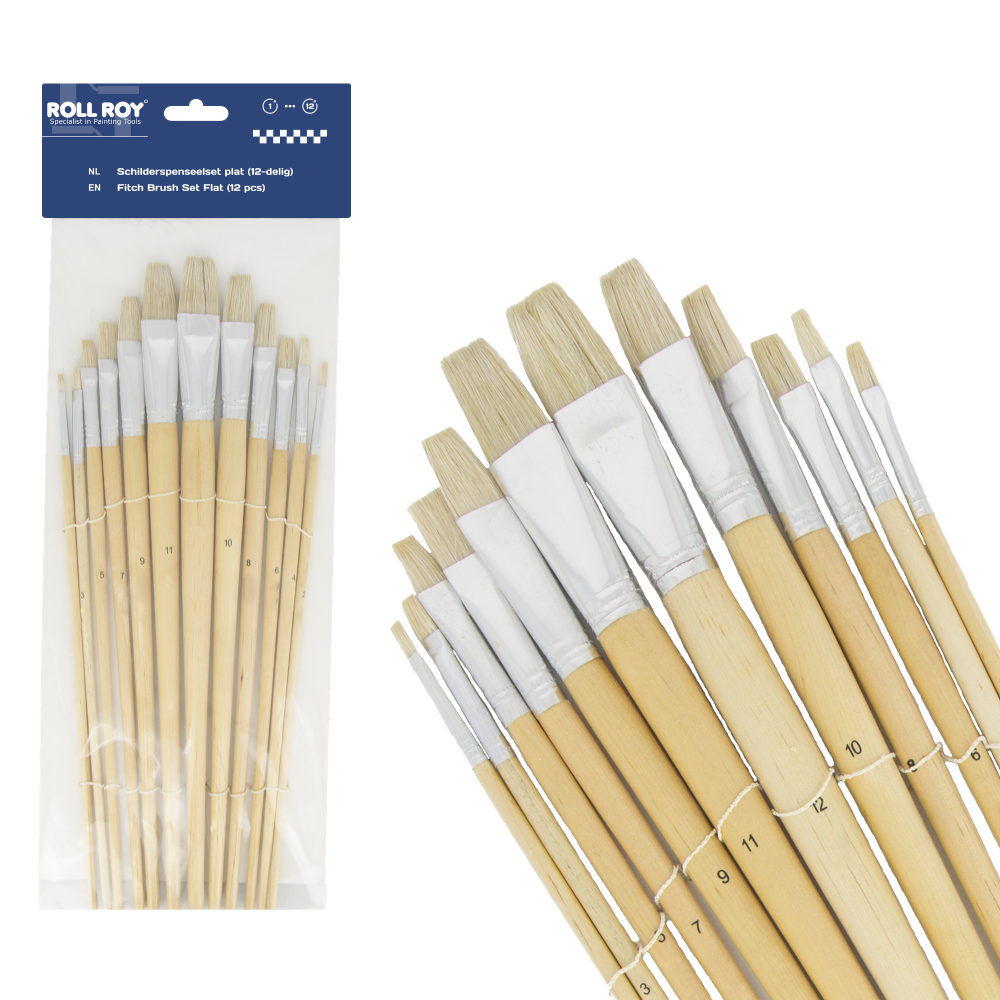 12 pcs artist brush set flat
