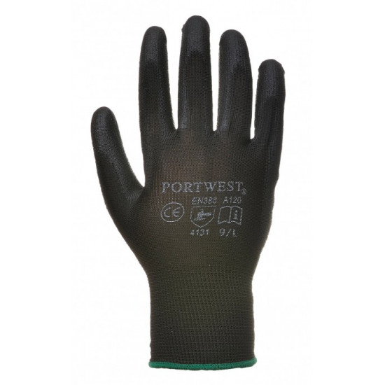 Nylon Gloves PU coated Black S