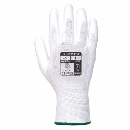 Nylon Gloves PU coated white XXL